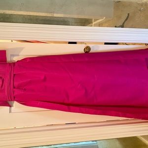 Carolina Herrera strapless pleated column gown in gorgeous berry pink